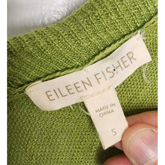 EILEEN FISHER Cactus Green Linen Cotton Slub Kimono Cardigan Size Small - Picture 3 of 4